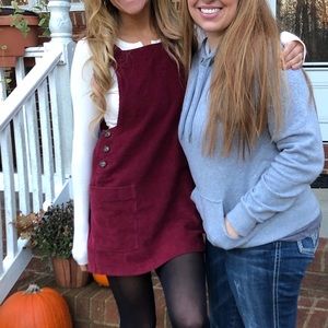 She & Sky maroon / burgundy corduroy jumper dress